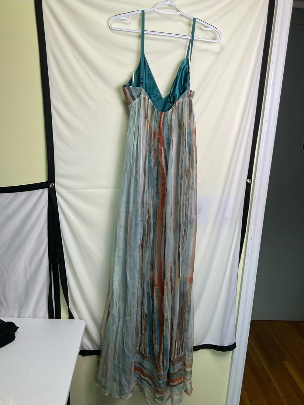 Laundry by Design Striped Spaghetti‑Strap Maxi in Teal, Rust, and Cream